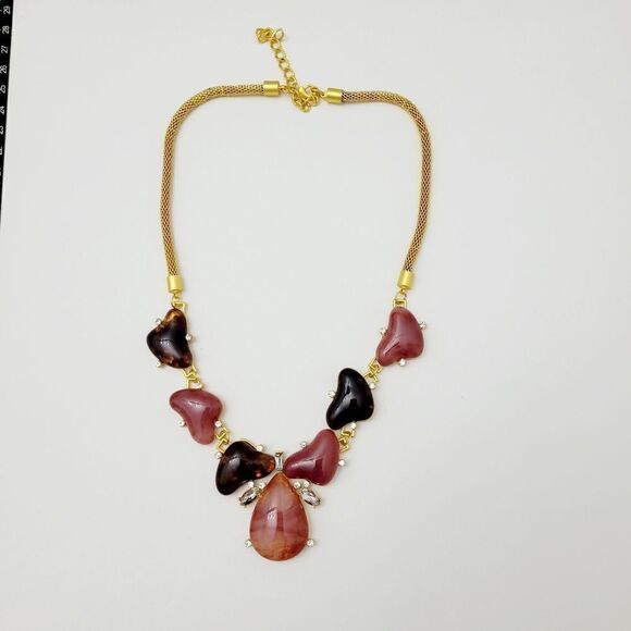 Brand New Gold Tone With Black & Red Necklace - Picture 7 of 8
